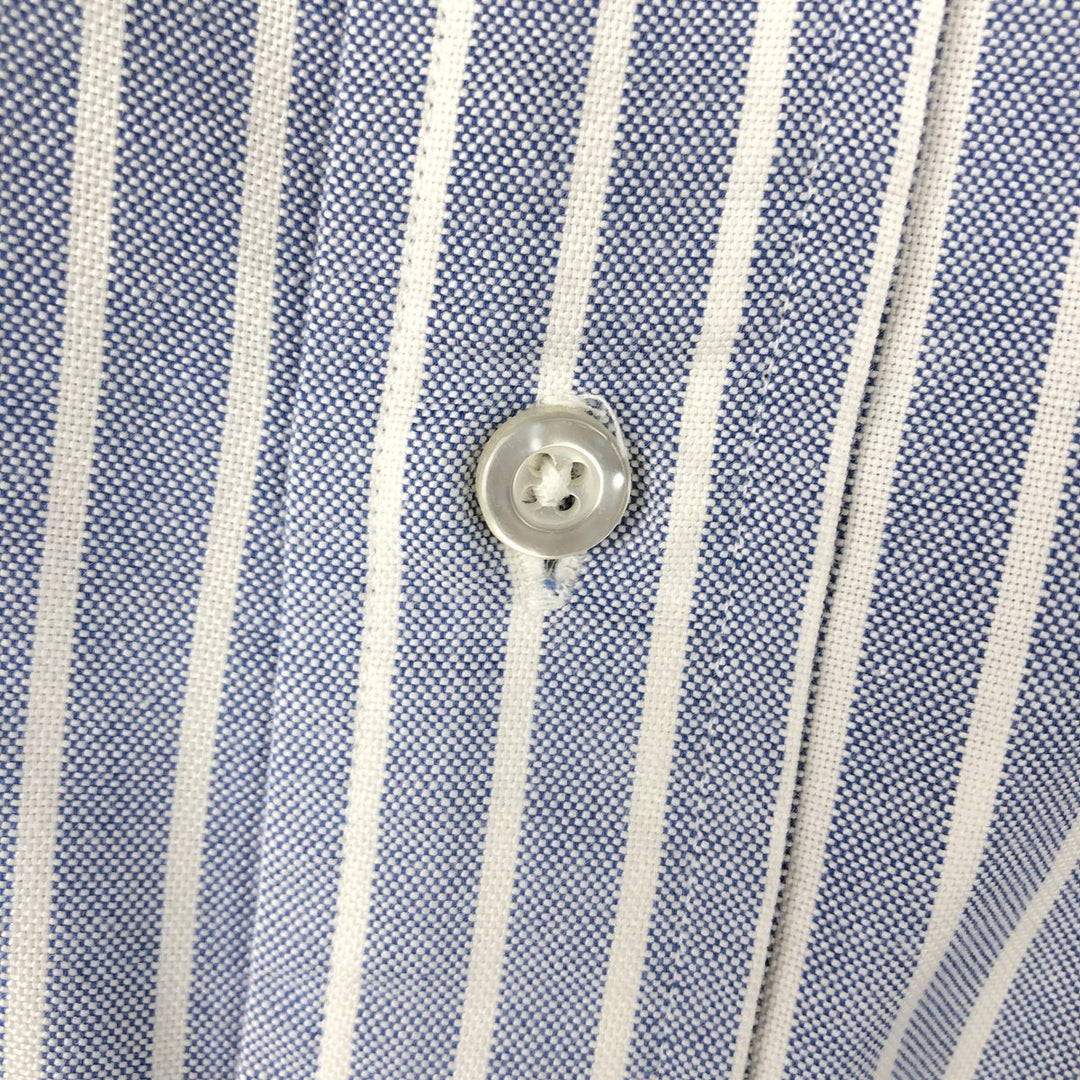 90'S LLBean Long-Sleeve Button-Down Striped Shirt, Men's Size XL (Equivalent), Vintage cotton Blue type light blue Vintage Second Hand