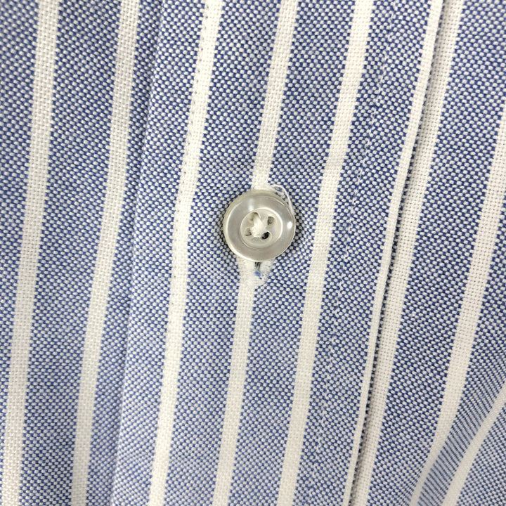 90'S LLBean Long-Sleeve Button-Down Striped Shirt, Men's Size XL (Equivalent), Vintage cotton Blue type light blue Vintage Second Hand