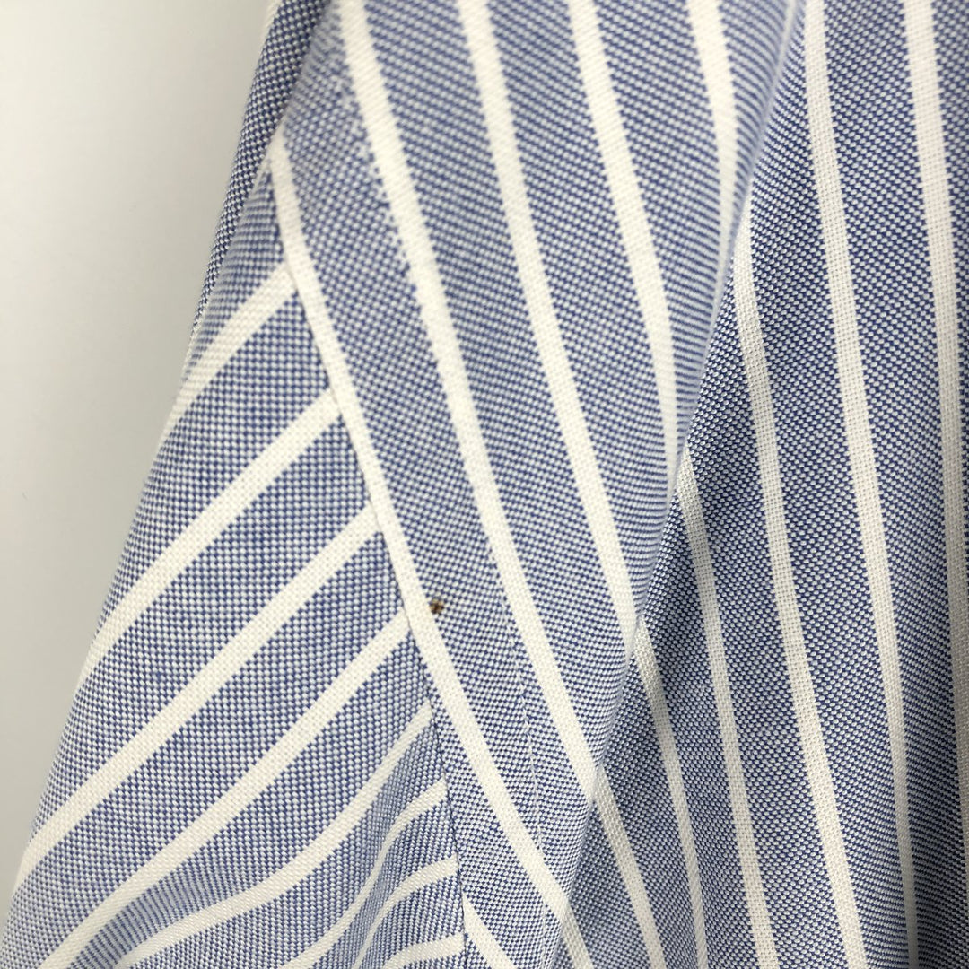 90'S LLBean Long-Sleeve Button-Down Striped Shirt, Men's Size XL (Equivalent), Vintage cotton Blue type light blue Vintage Second Hand