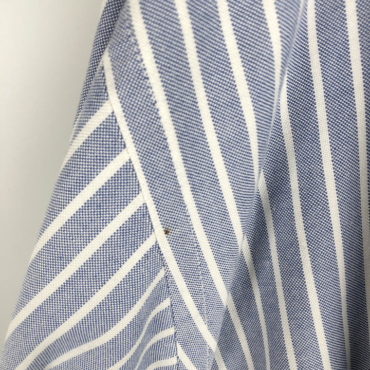 90'S LLBean Long-Sleeve Button-Down Striped Shirt, Men's Size XL (Equivalent), Vintage cotton Blue type light blue Vintage Second Hand