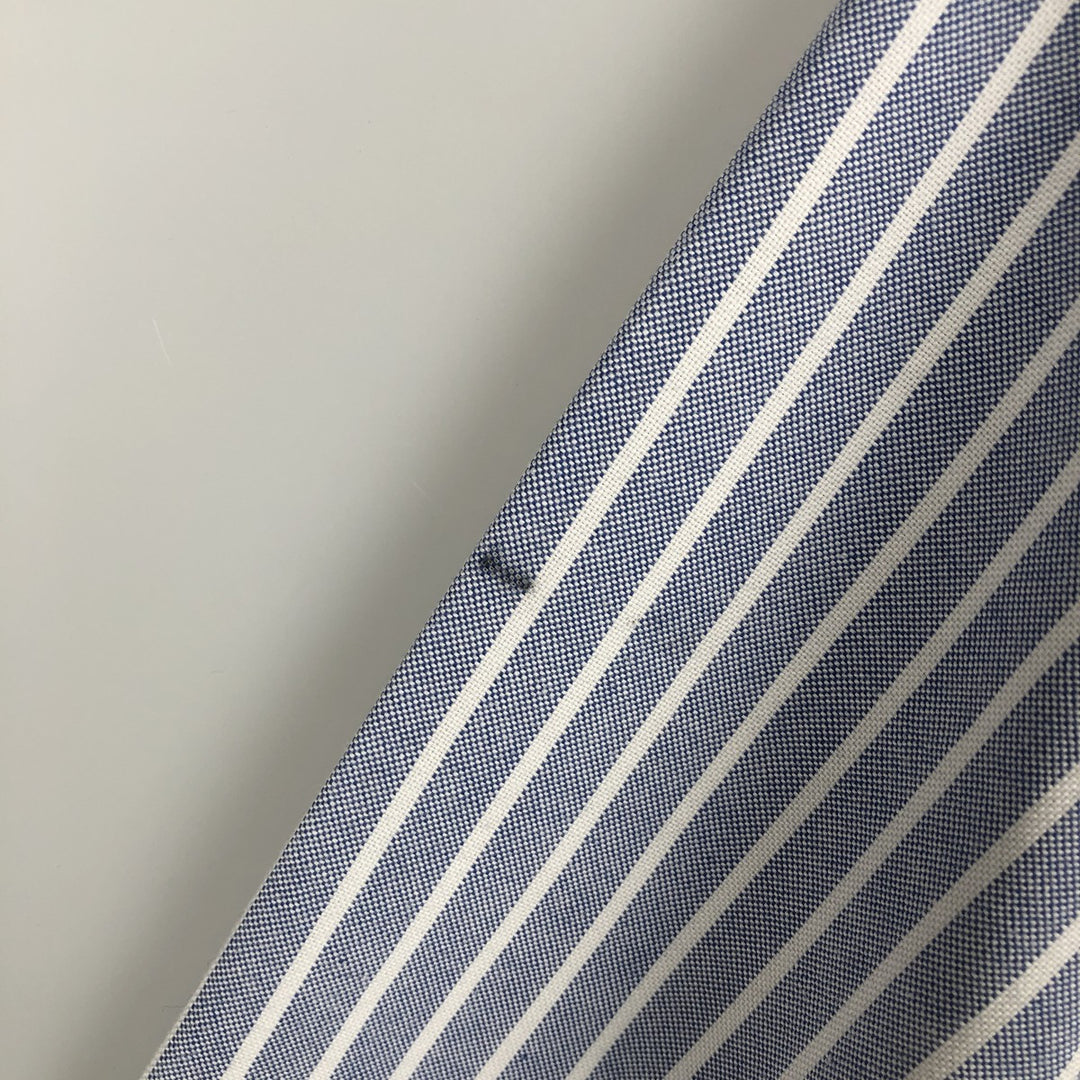 90'S LLBean Long-Sleeve Button-Down Striped Shirt, Men's Size XL (Equivalent), Vintage cotton Blue type light blue Vintage Second Hand