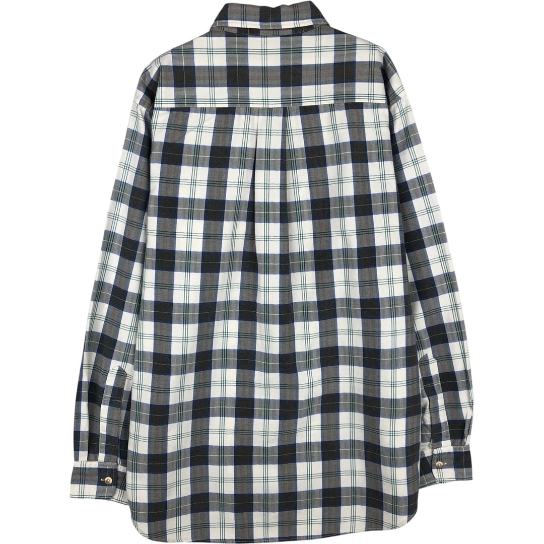 LLBean Long-Sleeve Cotton Check Shirt, Made in USA, Men's Size XL (approx.) unclear Charcoal Vintage Second Hand