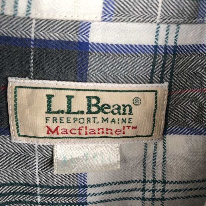 LLBean Long-Sleeve Cotton Check Shirt, Made in USA, Men's Size XL (approx.) unclear Charcoal Vintage Second Hand
