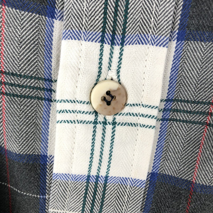 LLBean Long-Sleeve Cotton Check Shirt, Made in USA, Men's Size XL (approx.) unclear Charcoal Vintage Second Hand