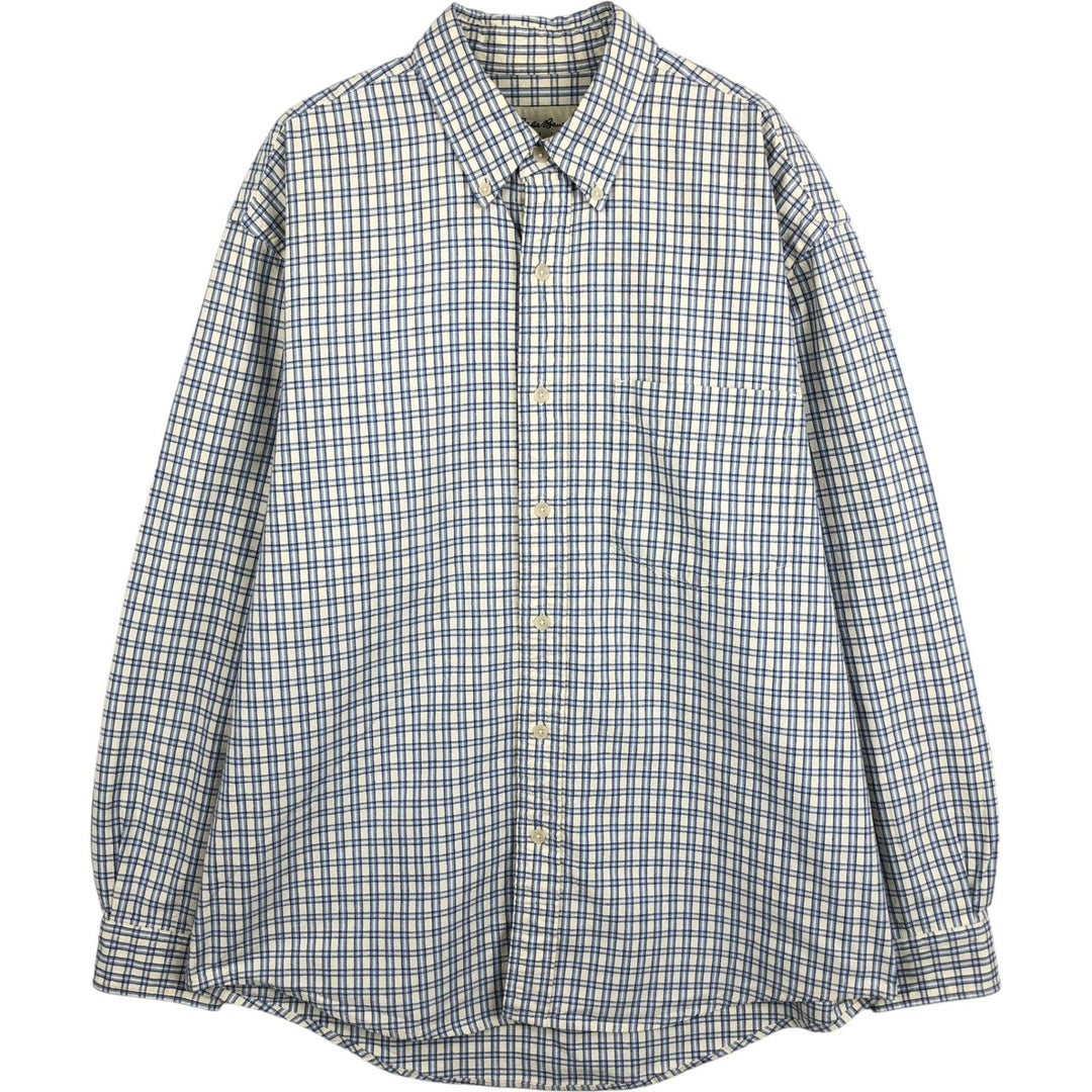 Eddie Bauer Long Sleeve Button-Down Check Shirt, Men's Size M cotton Blue type light blue Vintage Second Hand