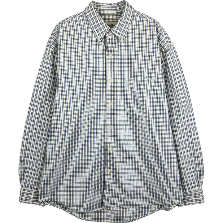 Eddie Bauer Long Sleeve Button-Down Check Shirt, Men's Size M cotton Blue type light blue Vintage Second Hand