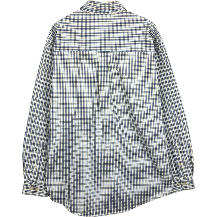 Eddie Bauer Long Sleeve Button-Down Check Shirt, Men's Size M cotton Blue type light blue Vintage Second Hand