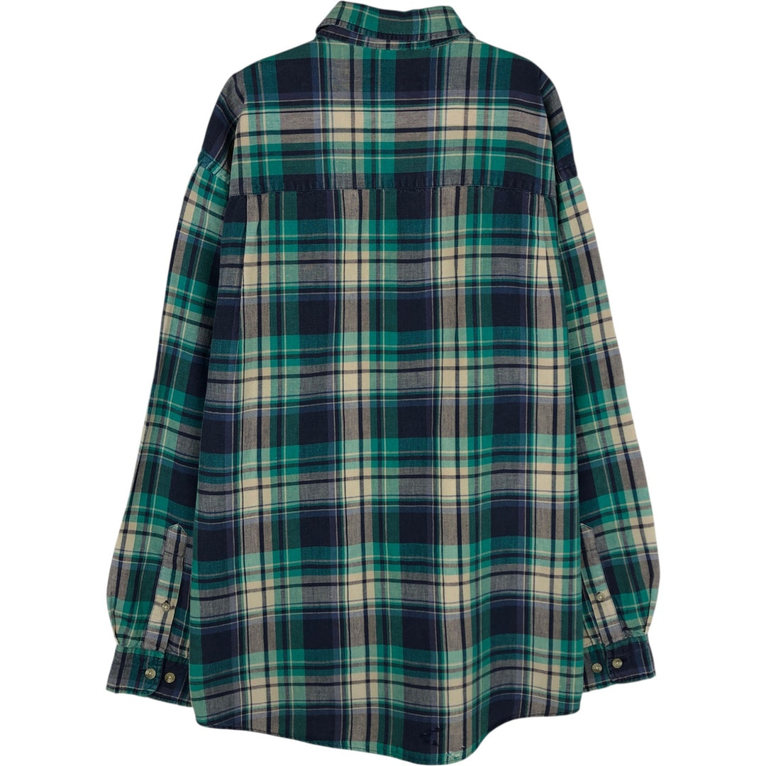 Eddie Bauer Long Sleeve Button-Down Check Shirt, Men's Size M linen green type Vintage Second Hand