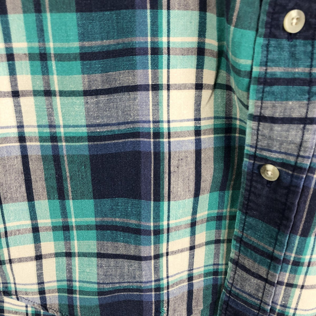 Eddie Bauer Long Sleeve Button-Down Check Shirt, Men's Size M linen green type Vintage Second Hand
