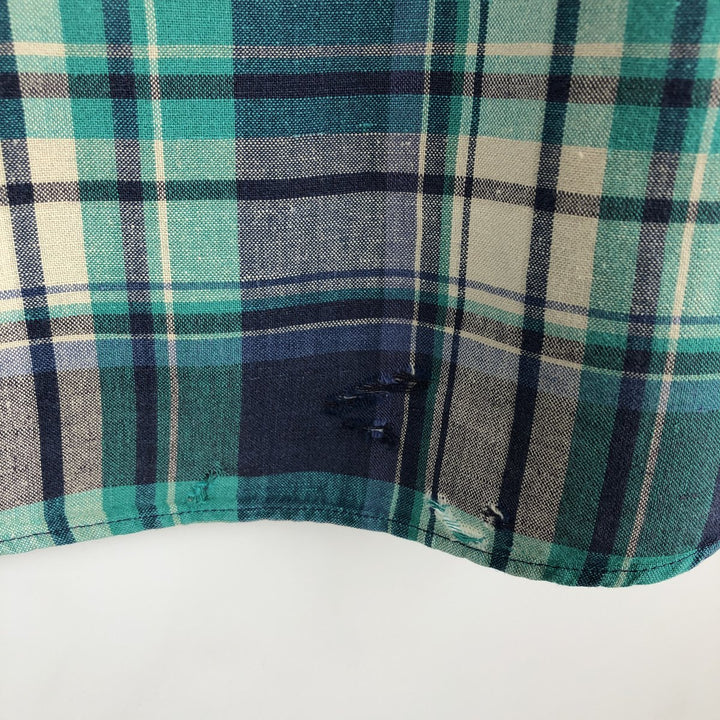 Eddie Bauer Long Sleeve Button-Down Check Shirt, Men's Size M linen green type Vintage Second Hand