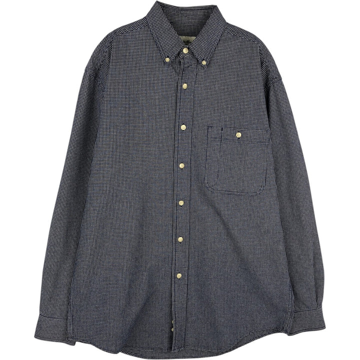 Eddie Bauer Long Sleeve Button-Down Check Shirt, Men's Size M cotton navy blue type Vintage Second Hand