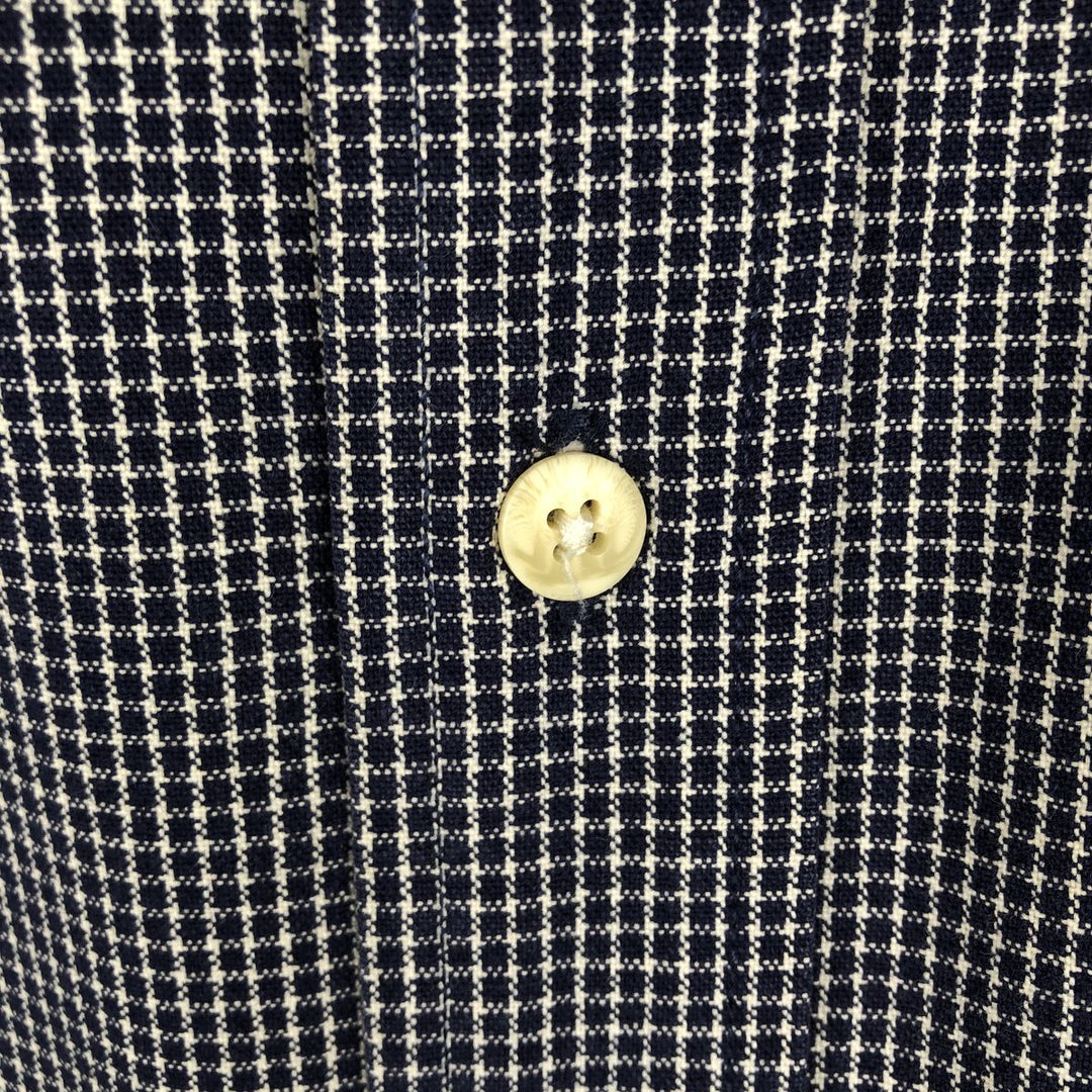 Eddie Bauer Long Sleeve Button-Down Check Shirt, Men's Size M cotton navy blue type Vintage Second Hand