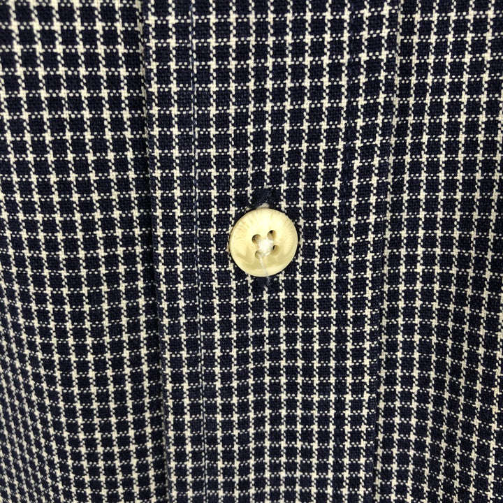 Eddie Bauer Long Sleeve Button-Down Check Shirt, Men's Size M cotton navy blue type Vintage Second Hand