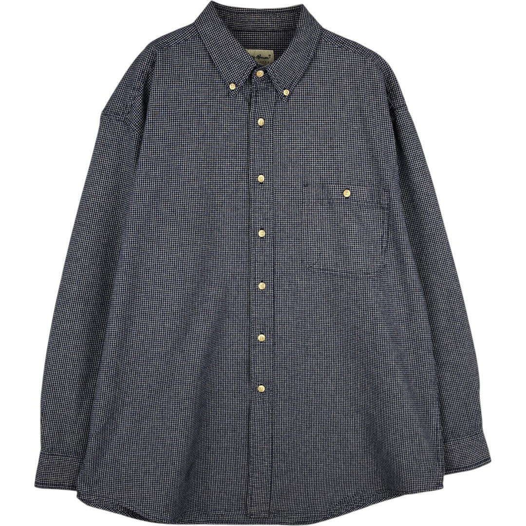 Eddie Bauer Long Sleeve Button-Down Check Shirt, Men's XL cotton navy blue type Vintage Second Hand