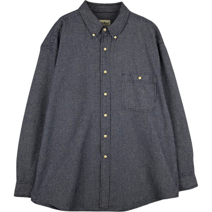 Eddie Bauer Long Sleeve Button-Down Check Shirt, Men's XL cotton navy blue type Vintage Second Hand