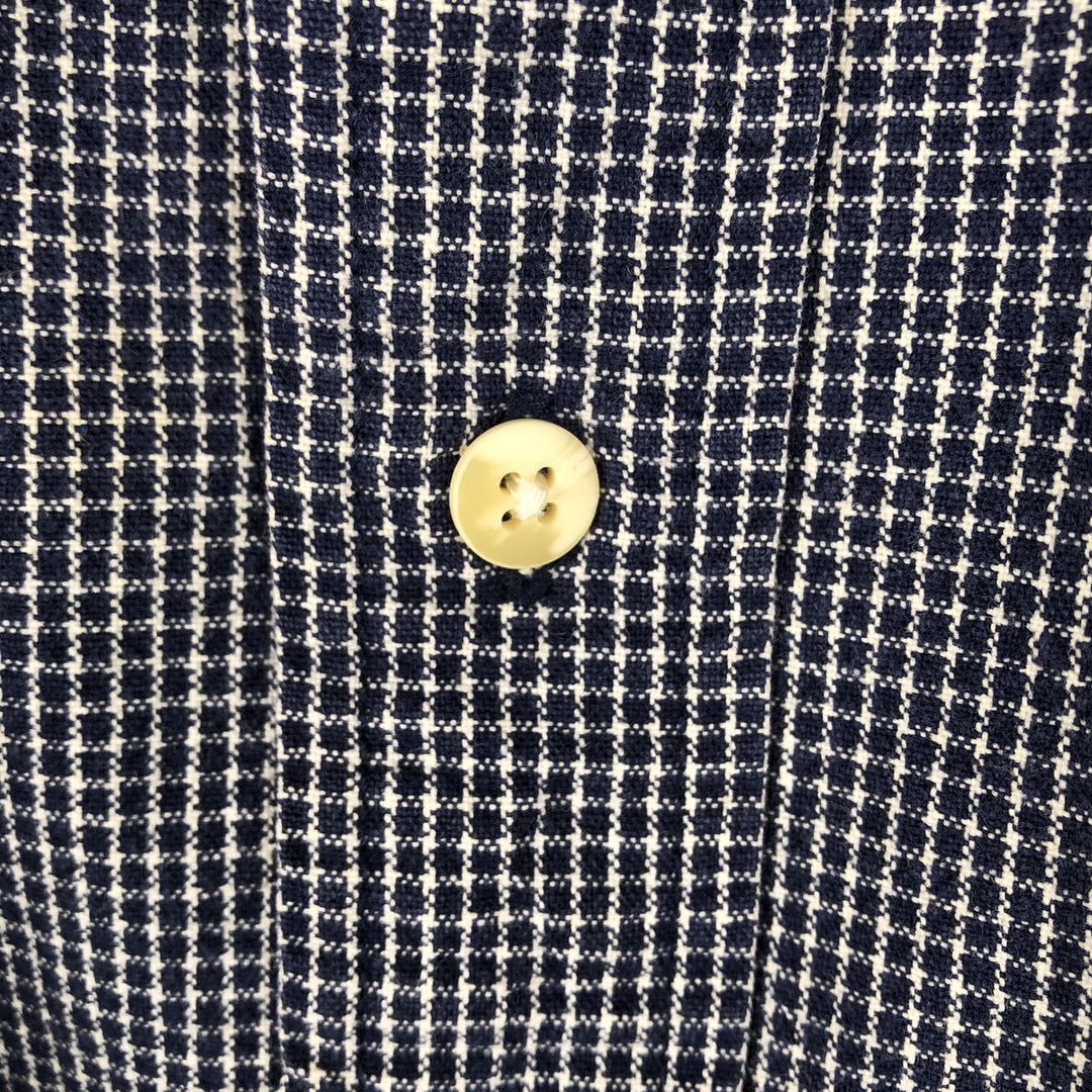Eddie Bauer Long Sleeve Button-Down Check Shirt, Men's XL cotton navy blue type Vintage Second Hand