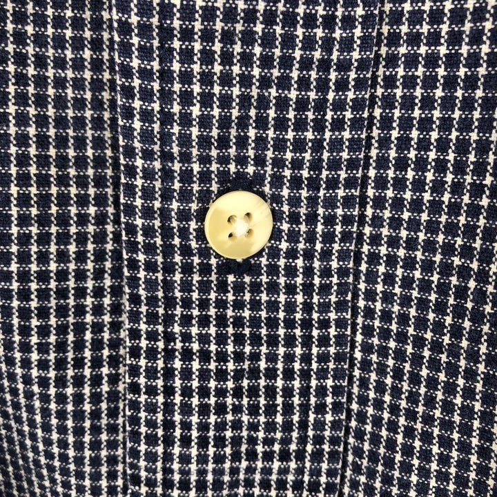 Eddie Bauer Long Sleeve Button-Down Check Shirt, Men's XL cotton navy blue type Vintage Second Hand