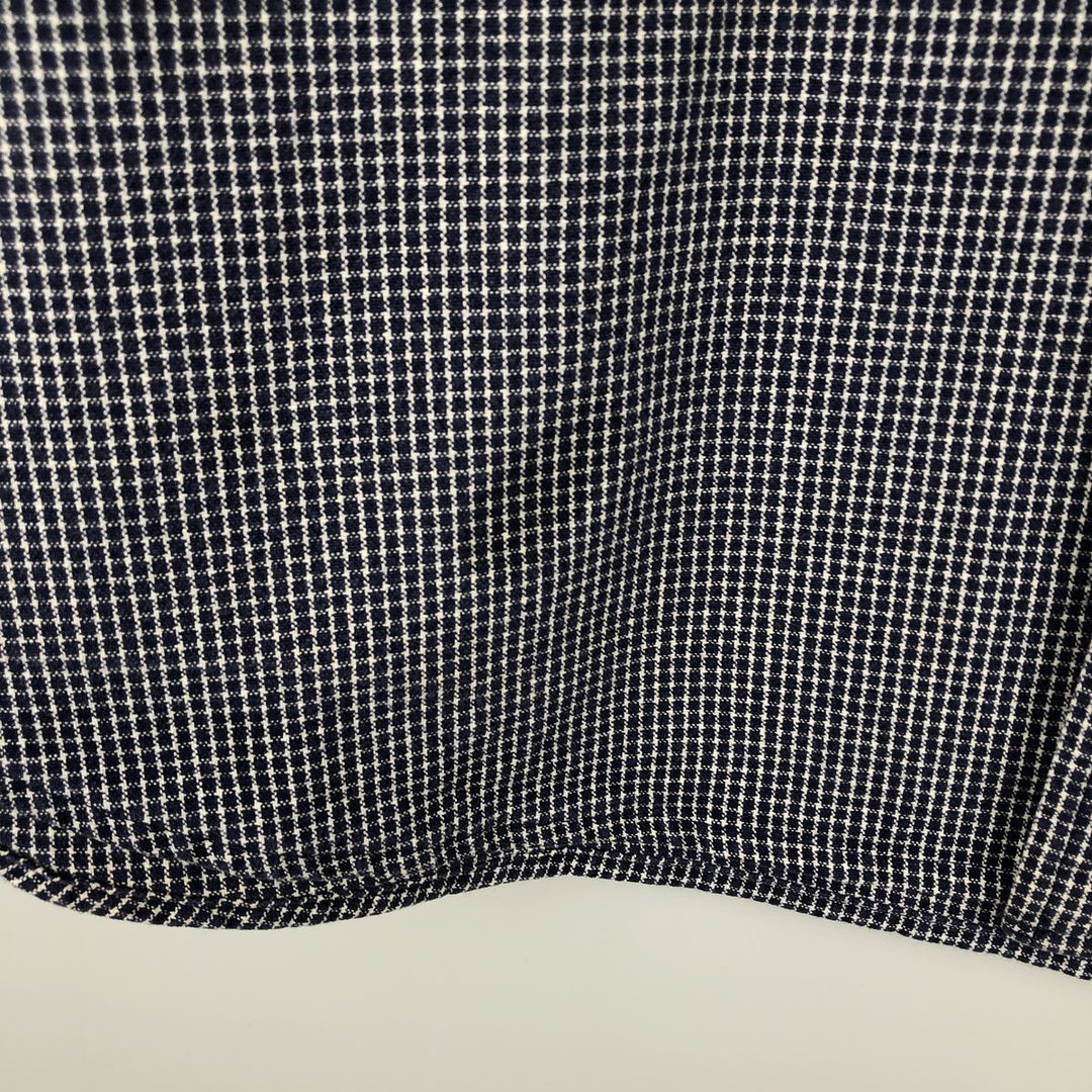 Eddie Bauer Long Sleeve Button-Down Check Shirt, Men's XL cotton navy blue type Vintage Second Hand