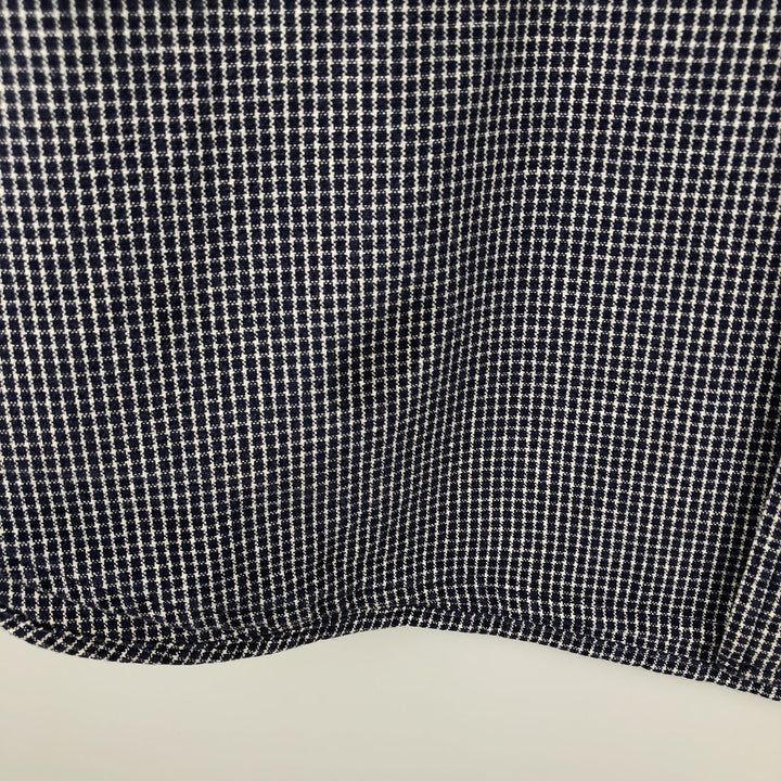 Eddie Bauer Long Sleeve Button-Down Check Shirt, Men's XL cotton navy blue type Vintage Second Hand