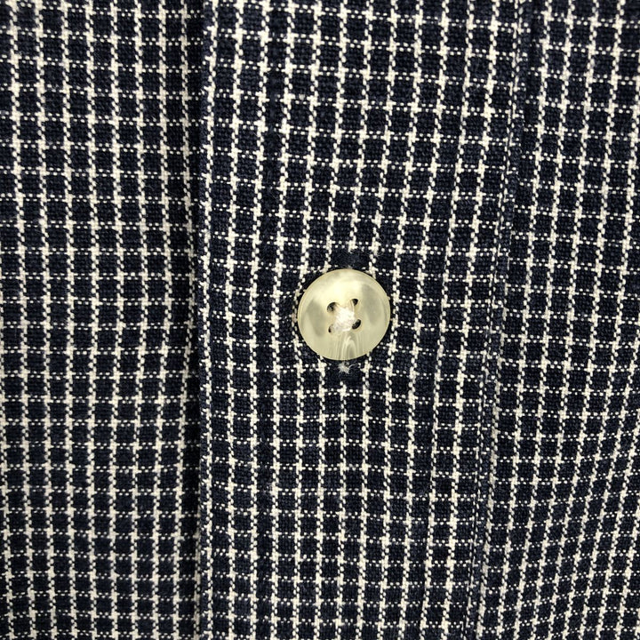 Eddie Bauer Long Sleeve Button-Down Check Shirt, Men's XL cotton navy blue type Vintage Second Hand