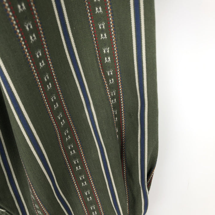 80s-90'S Eddie Bauer Multi-Striped Long-Sleeve Button-Down Striped Shirt, Men's Size M (Equivalent), Vintage cotton green type Vintage Second Hand