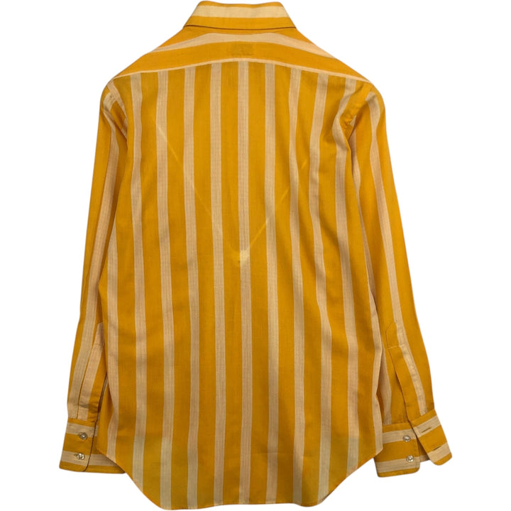 70s-80'S SERO SHIRTMAKERS Stripe Pattern Long-Sleeve Polyester Shirt, Men's Size L (Equivalent), Vintage unclear yellow type Vintage Second Hand