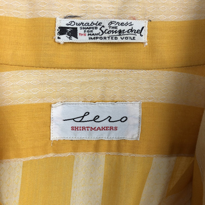 70s-80'S SERO SHIRTMAKERS Stripe Pattern Long-Sleeve Polyester Shirt, Men's Size L (Equivalent), Vintage unclear yellow type Vintage Second Hand