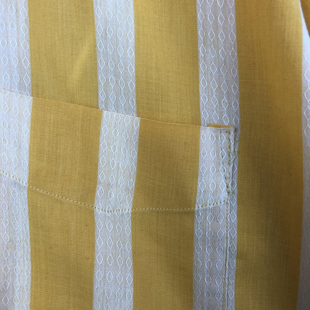 70s-80'S SERO SHIRTMAKERS Stripe Pattern Long-Sleeve Polyester Shirt, Men's Size L (Equivalent), Vintage unclear yellow type Vintage Second Hand