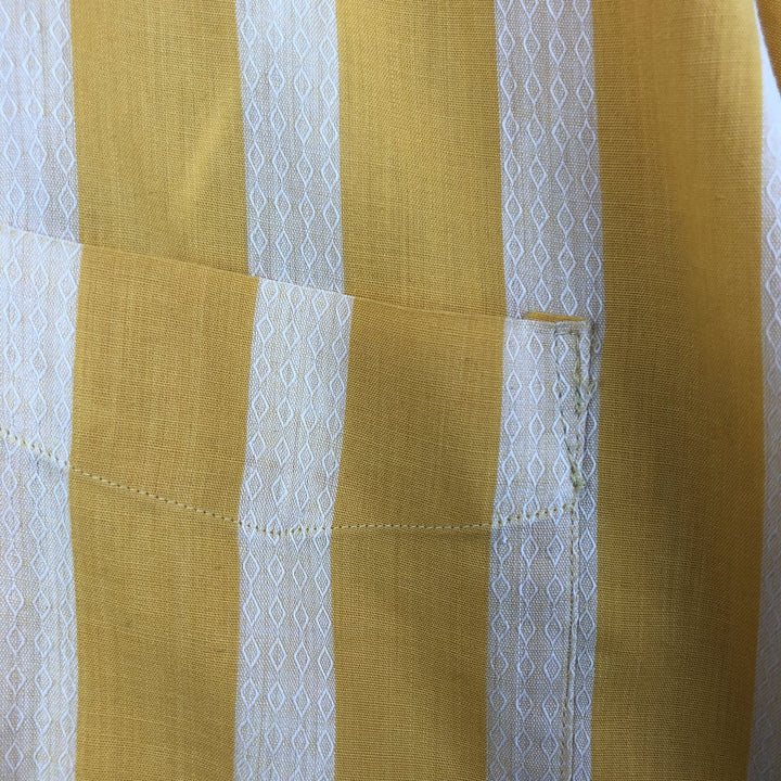 70s-80'S SERO SHIRTMAKERS Stripe Pattern Long-Sleeve Polyester Shirt, Men's Size L (Equivalent), Vintage unclear yellow type Vintage Second Hand