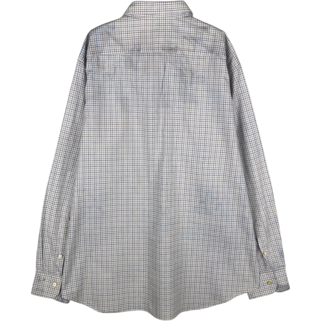 Burberry's London Long-Sleeve Cotton Check Shirt, Men's Size XL (approx.) cotton blue type Vintage Second Hand