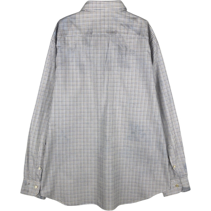Burberry's London Long-Sleeve Cotton Check Shirt, Men's Size XL (approx.) cotton blue type Vintage Second Hand