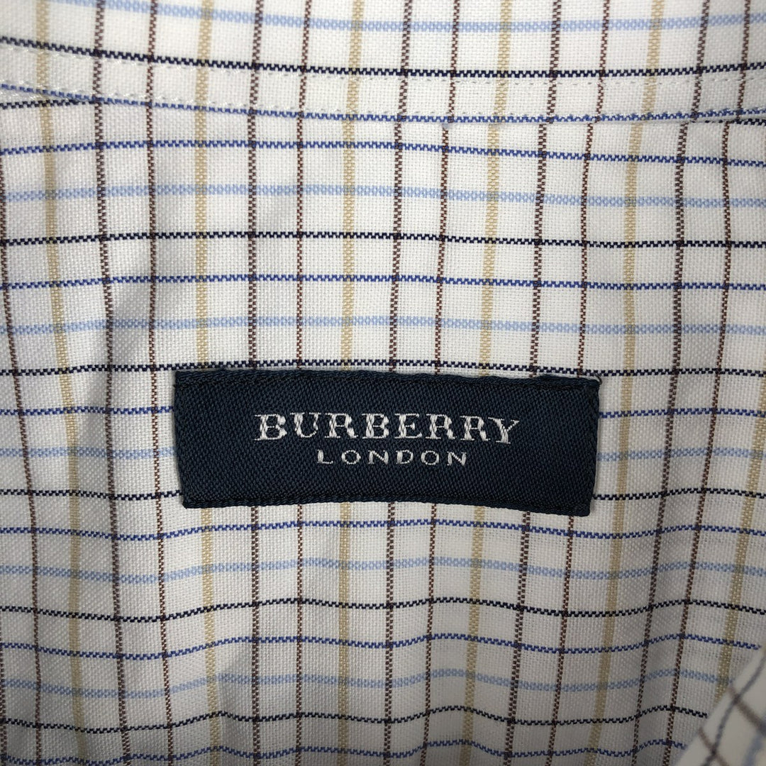 Burberry's London Long-Sleeve Cotton Check Shirt, Men's Size XL (approx.) cotton blue type Vintage Second Hand