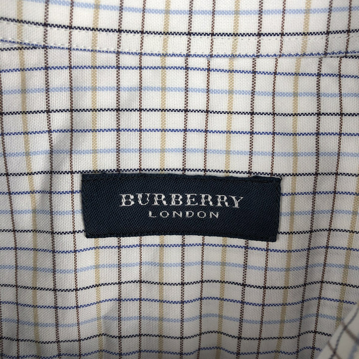 Burberry's London Long-Sleeve Cotton Check Shirt, Men's Size XL (approx.) cotton blue type Vintage Second Hand