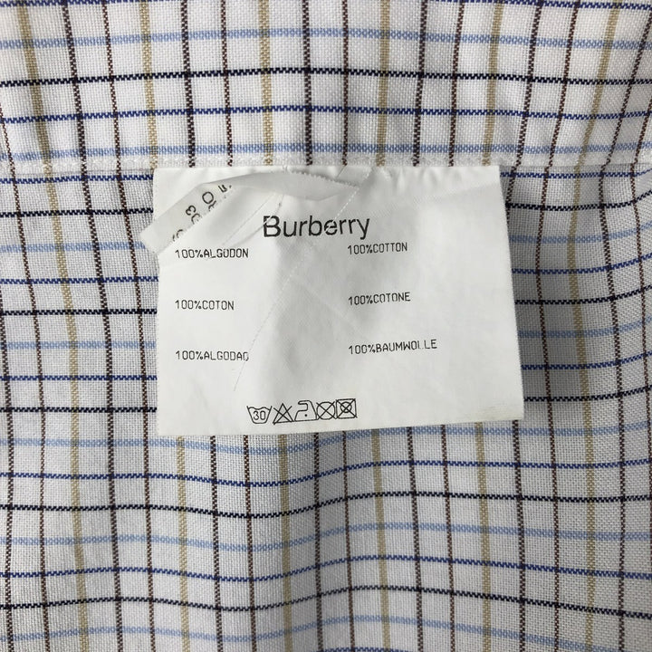 Burberry's London Long-Sleeve Cotton Check Shirt, Men's Size XL (approx.) cotton blue type Vintage Second Hand