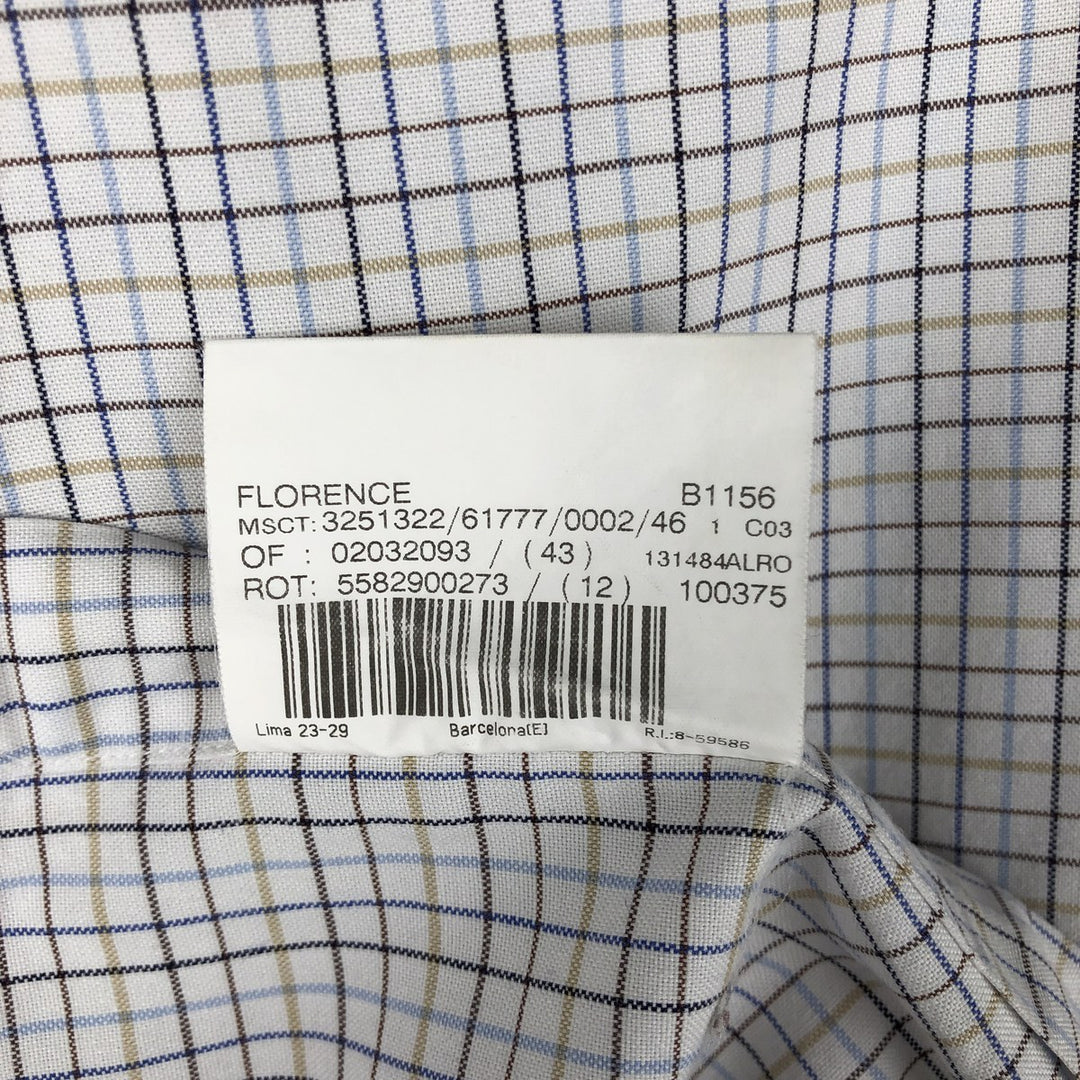 Burberry's London Long-Sleeve Cotton Check Shirt, Men's Size XL (approx.) cotton blue type Vintage Second Hand