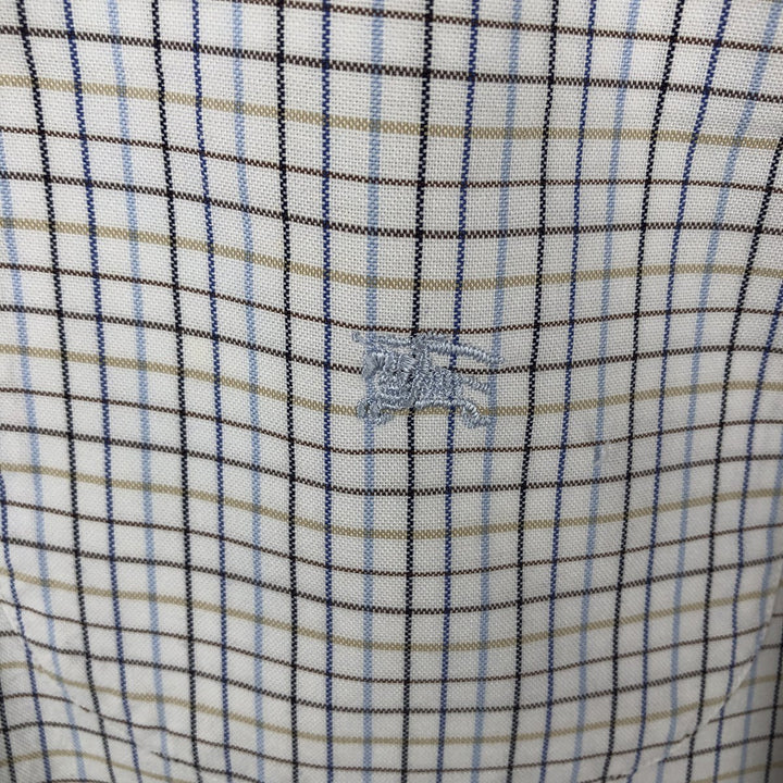 Burberry's London Long-Sleeve Cotton Check Shirt, Men's Size XL (approx.) cotton blue type Vintage Second Hand
