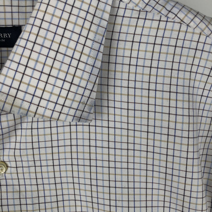 Burberry's London Long-Sleeve Cotton Check Shirt, Men's Size XL (approx.) cotton blue type Vintage Second Hand