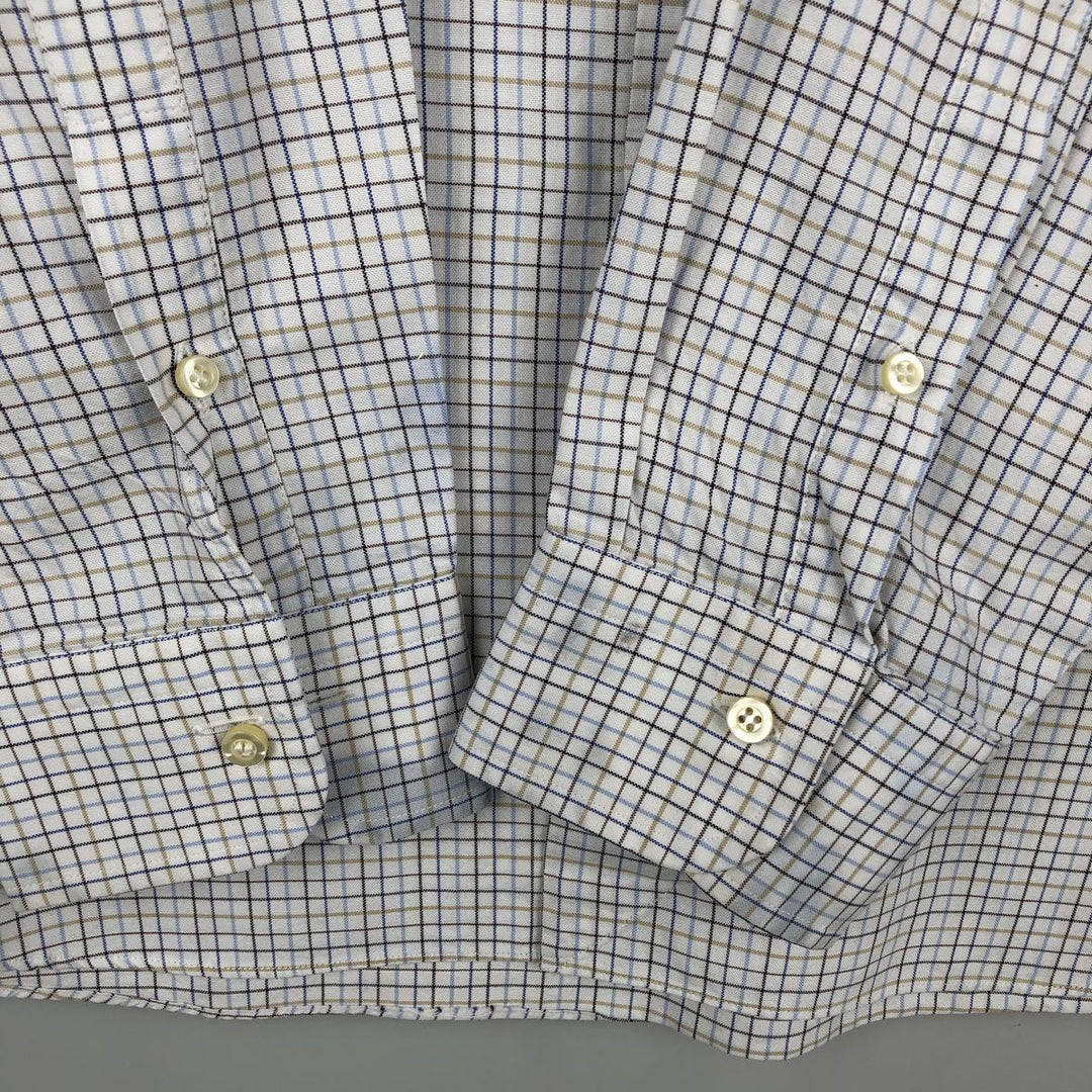Burberry's London Long-Sleeve Cotton Check Shirt, Men's Size XL (approx.) cotton blue type Vintage Second Hand