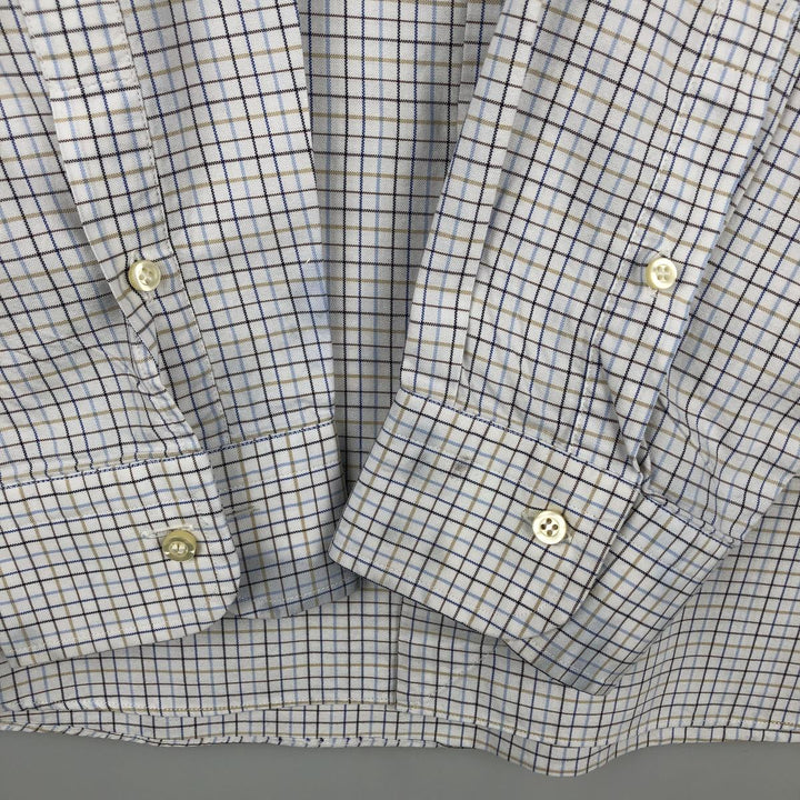 Burberry's London Long-Sleeve Cotton Check Shirt, Men's Size XL (approx.) cotton blue type Vintage Second Hand