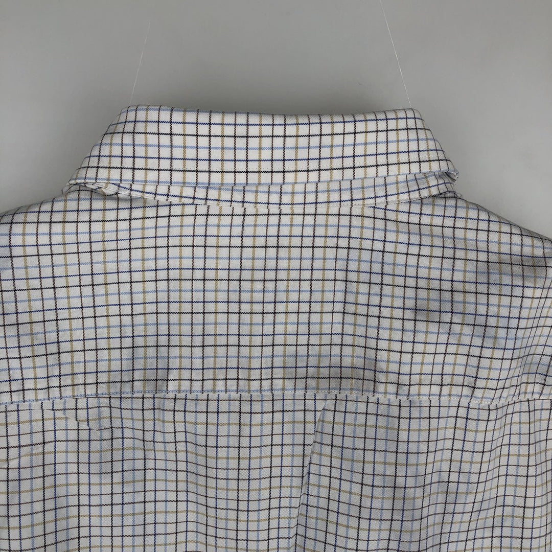 Burberry's London Long-Sleeve Cotton Check Shirt, Men's Size XL (approx.) cotton blue type Vintage Second Hand