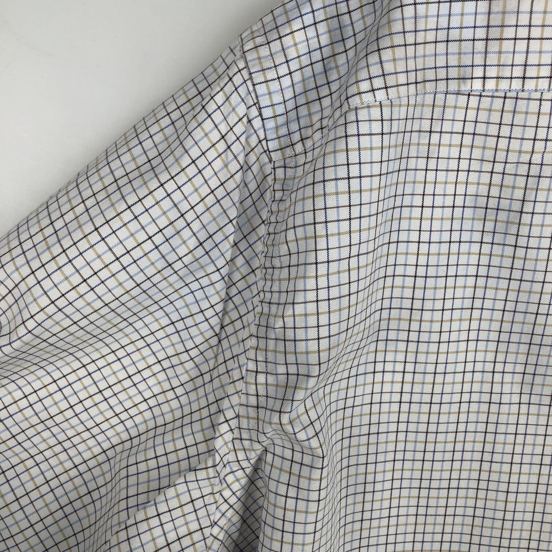 Burberry's London Long-Sleeve Cotton Check Shirt, Men's Size XL (approx.) cotton blue type Vintage Second Hand