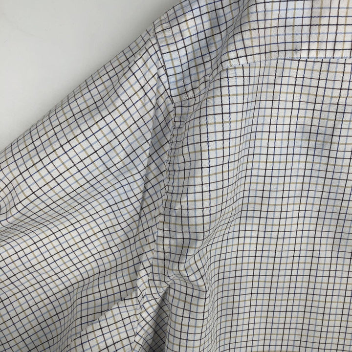 Burberry's London Long-Sleeve Cotton Check Shirt, Men's Size XL (approx.) cotton blue type Vintage Second Hand