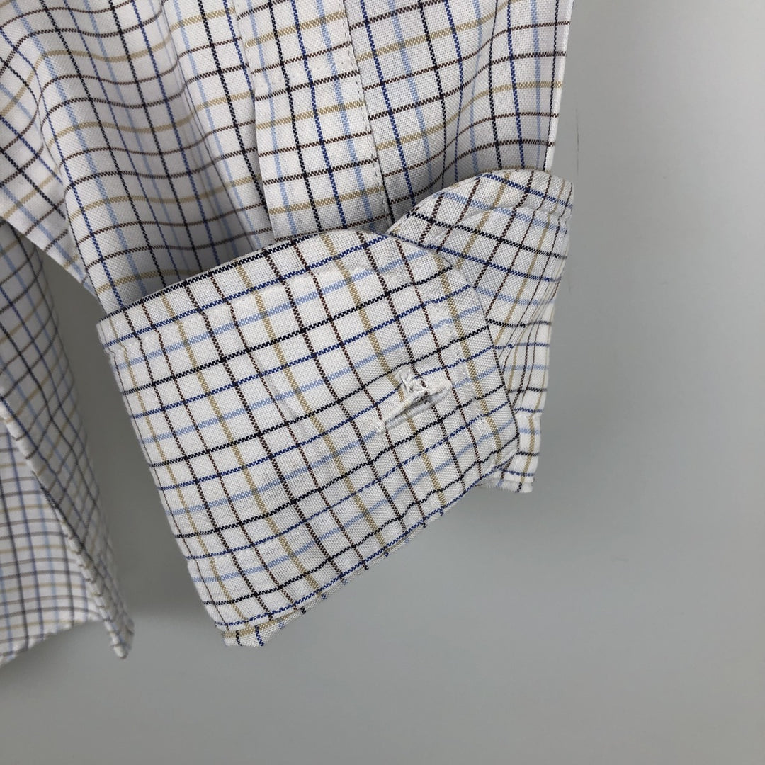 Burberry's London Long-Sleeve Cotton Check Shirt, Men's Size XL (approx.) cotton blue type Vintage Second Hand