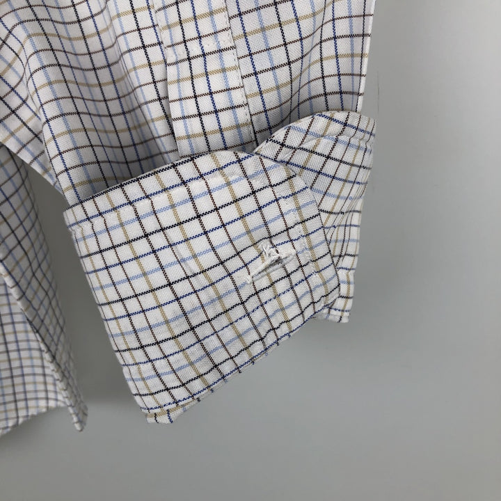 Burberry's London Long-Sleeve Cotton Check Shirt, Men's Size XL (approx.) cotton blue type Vintage Second Hand