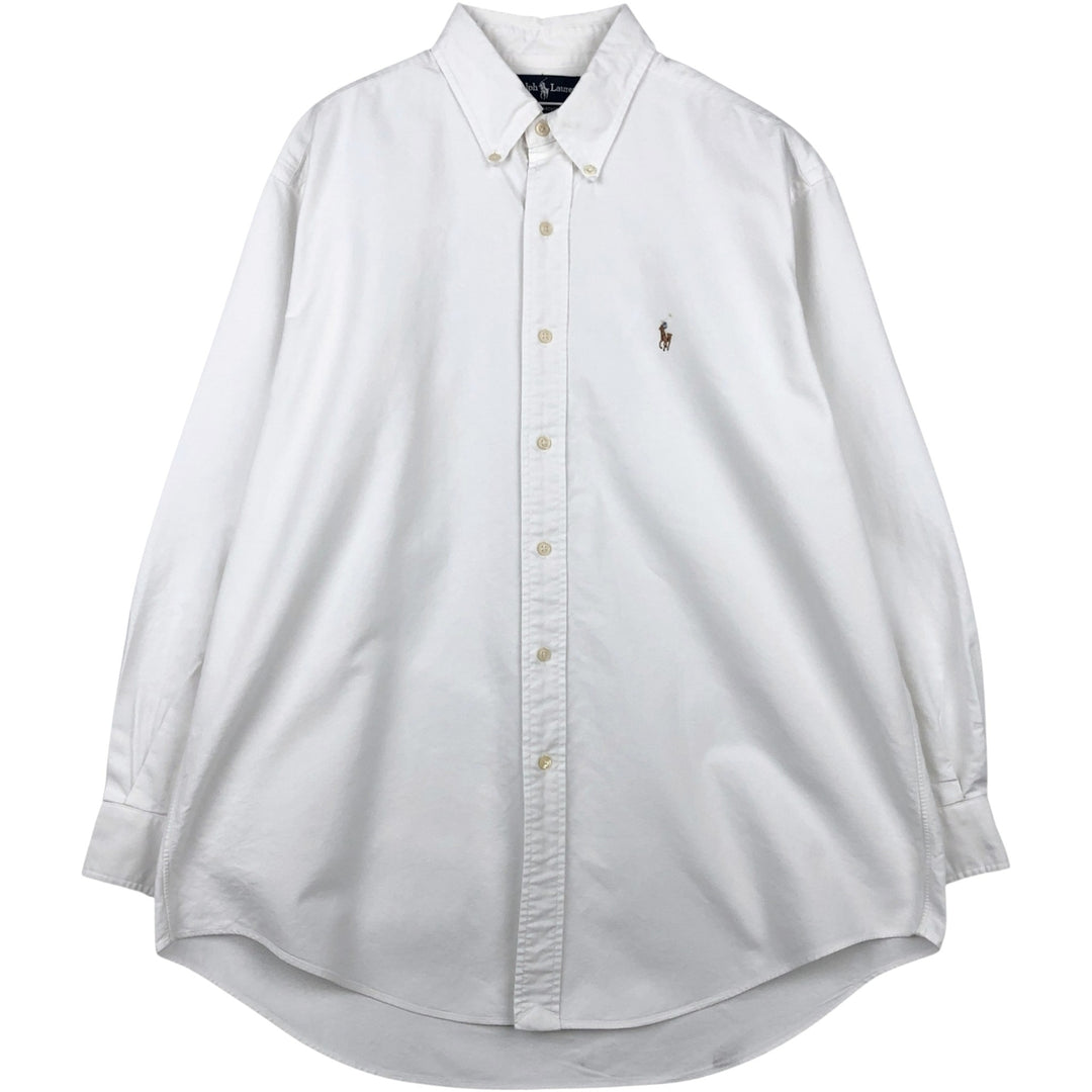 Ralph Lauren YARMOUTH long sleeve button down shirt, men's size L cotton white type Vintage Second Hand