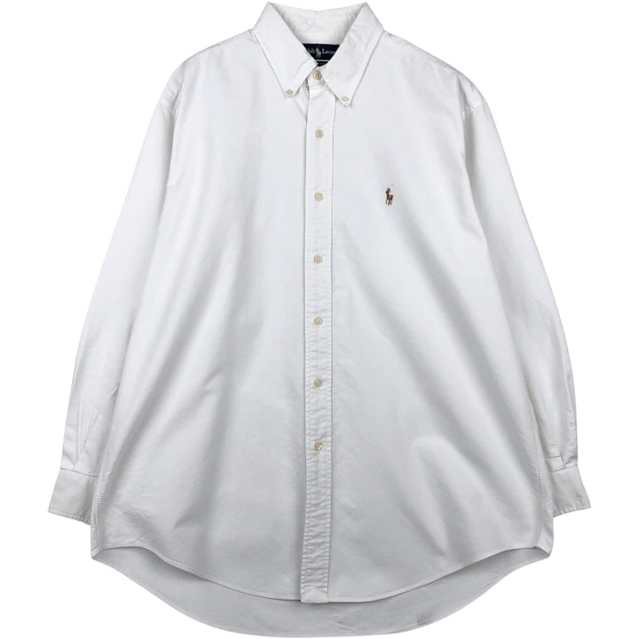 Ralph Lauren YARMOUTH long sleeve button down shirt, men's size L cotton white type Vintage Second Hand