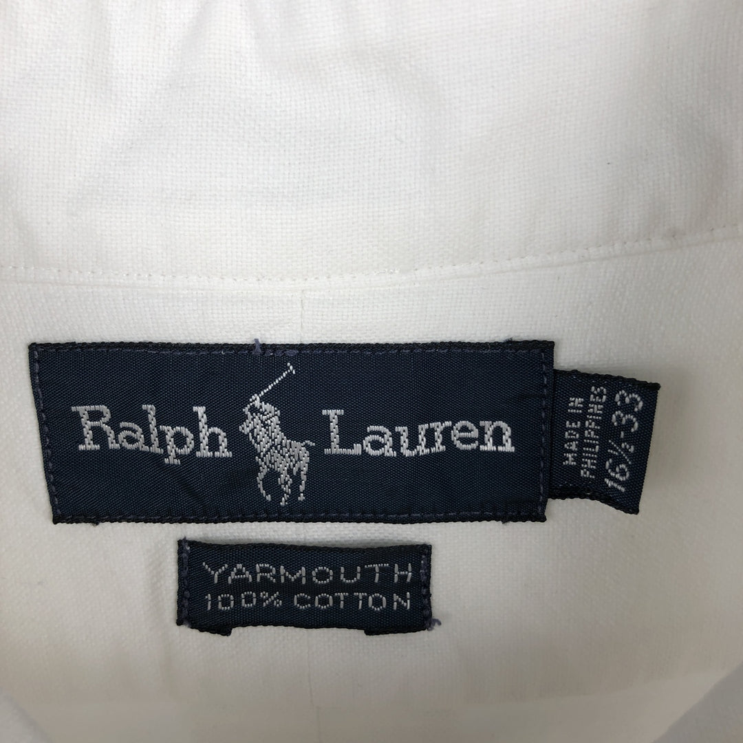Ralph Lauren YARMOUTH long sleeve button down shirt, men's size L cotton white type Vintage Second Hand
