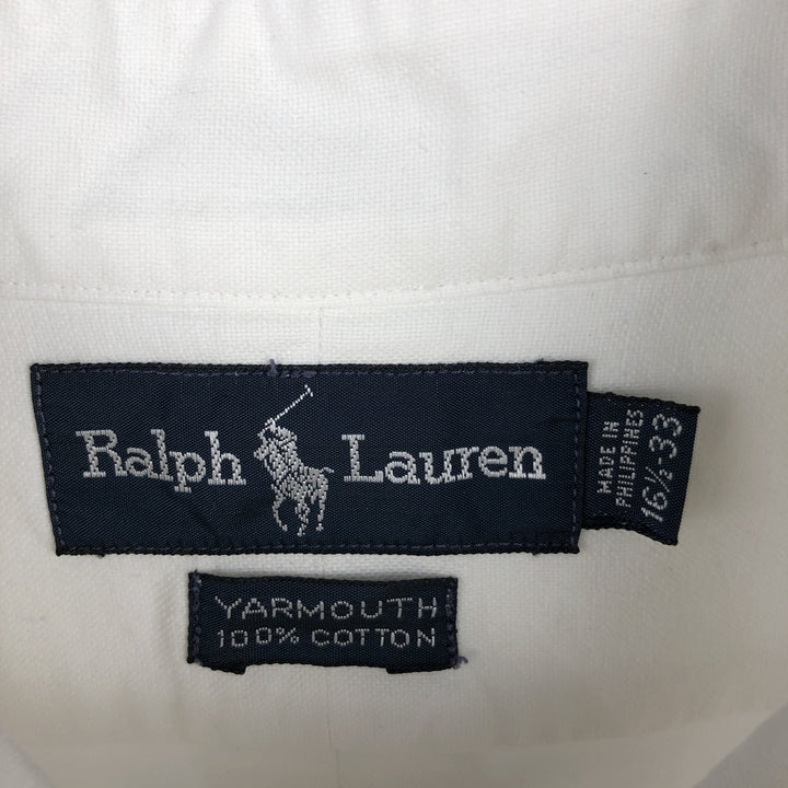 Ralph Lauren YARMOUTH long sleeve button down shirt, men's size L cotton white type Vintage Second Hand