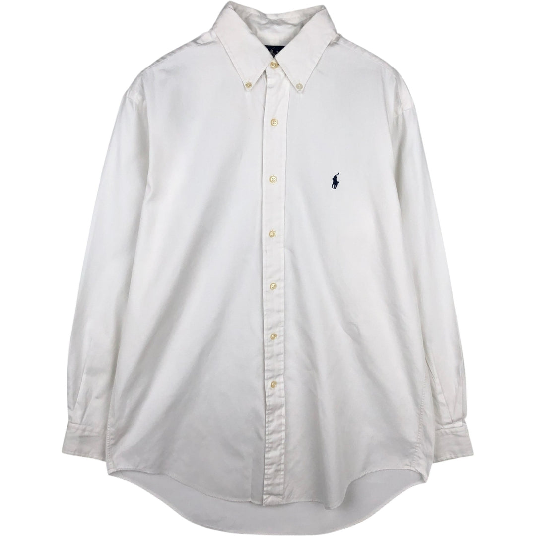Ralph Lauren YARMOUTH long sleeve button down shirt, men's size L cotton white type Vintage Second Hand