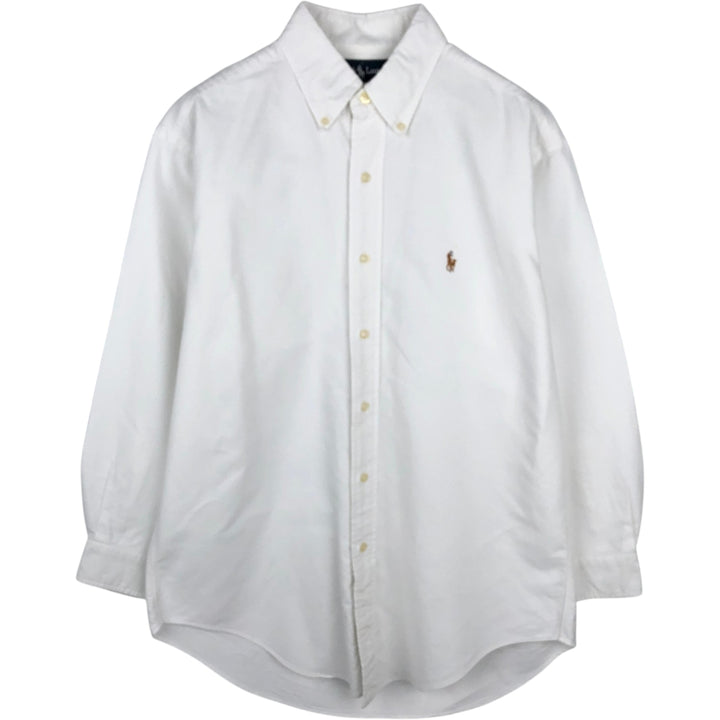 Ralph Lauren YARMOUTH long sleeve button down shirt, men's size L cotton white type Vintage Second Hand